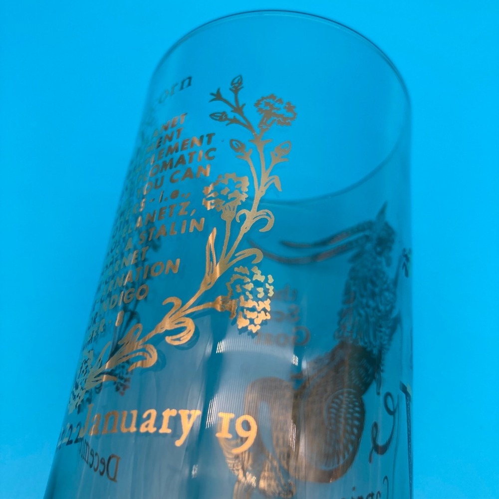 Vintage 1970s Federal Glass Capricorn Zodiac Glass Tumbler The Sea Goat Gold - Picture 7 of 9